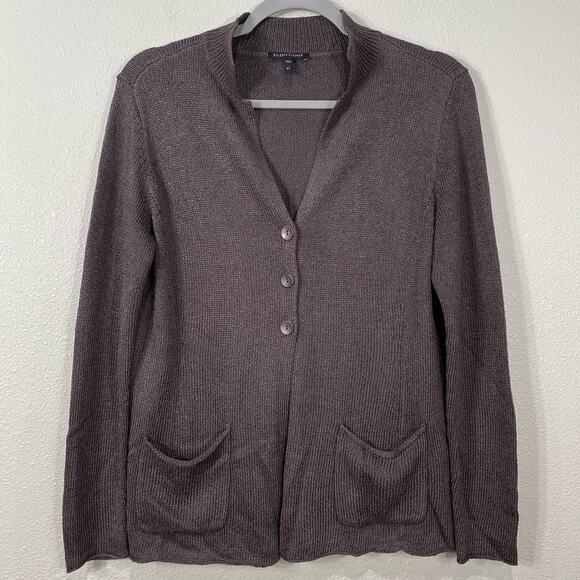 Eileen Fisher Sweaters - Eileen Fisher Brown Silk Blend Cardigan Sweater Pockets Normcore Minimalist XS